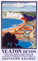 Seaton, Devon, Plakat zur Werbung für die Southern Railway